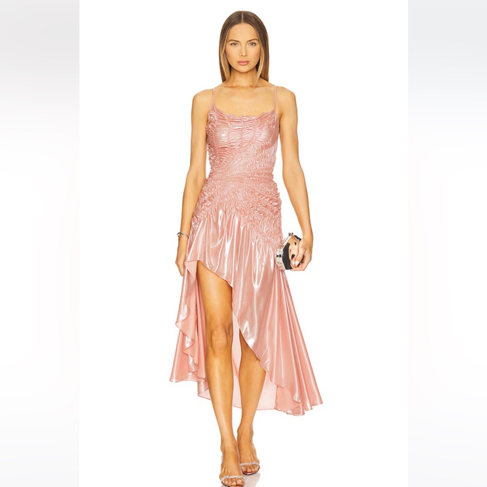 Pink and Gold Asymmetrical High-Low Sundress